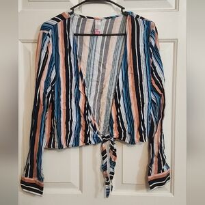 Striped Wrap Blouse